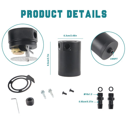 Universal Aluminum Oil Catch Can With Dual Ports And Baffle by InterCyprus Trading Ltd