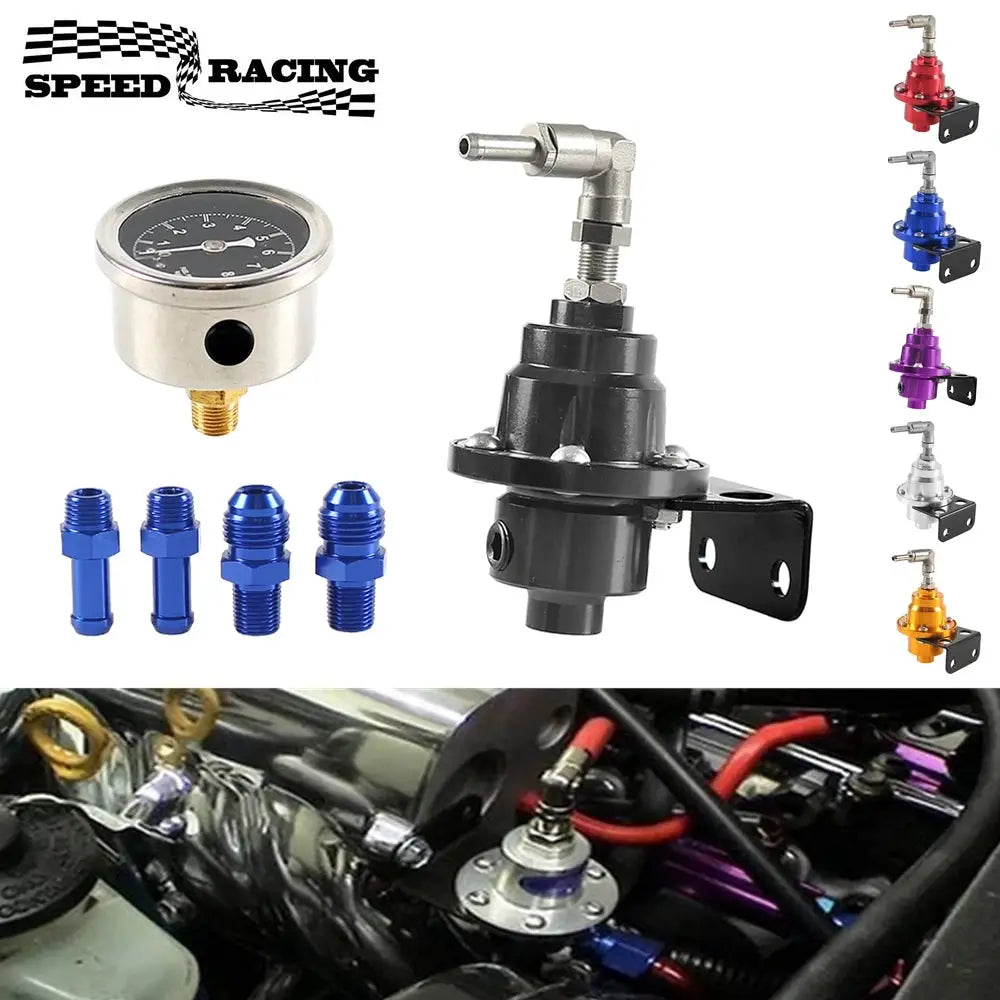 Adjustable Fuel Pressure Regulator with Gauge Kit Aluminum Vehicle Refitting Fuel Supercharger Regulating Valve by InterCyprus Trading Ltd