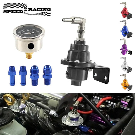 Adjustable Fuel Pressure Regulator with Gauge Kit Aluminum Vehicle Refitting Fuel Supercharger Regulating Valve by InterCyprus Trading Ltd