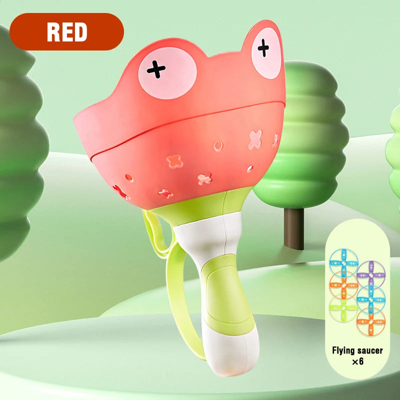 Flying Saucer Disc Launcher &ndash; Engaging Outdoor Fun for Kids Red 8 disk