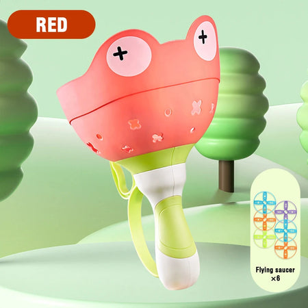 Flying Saucer Disc Launcher &ndash; Engaging Outdoor Fun for Kids Red 8 disk