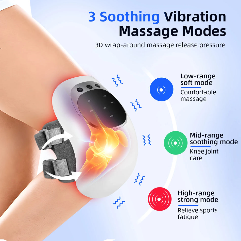 Trådlös knämassager med värme, vibration och LED-ljus