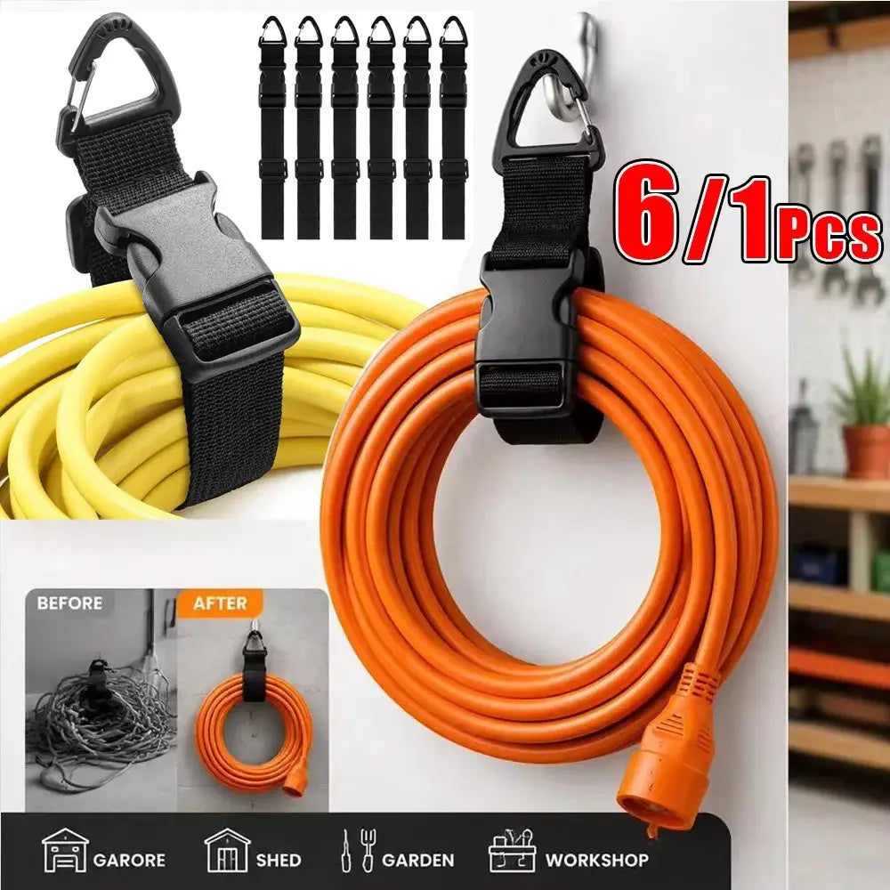 17 Inch Heavy Duty Extension Cord Organizer, Adjustable Triangle Clip Cord Hanger for Garage Storage (1/6 Pack) by InterCyprus Trading Ltd