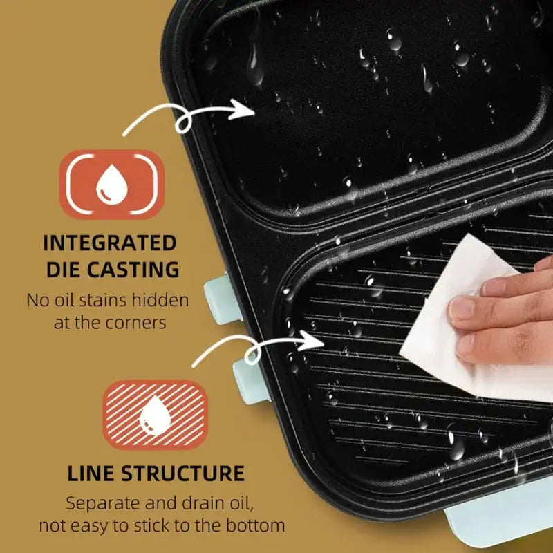 2 In 1 Electric Hot Pot And Grill Nonstick Cooker 110V 220V