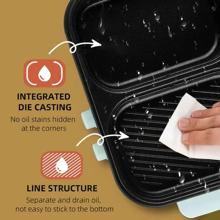 2 In 1 Electric Hot Pot And Grill Nonstick Cooker 110V 220V