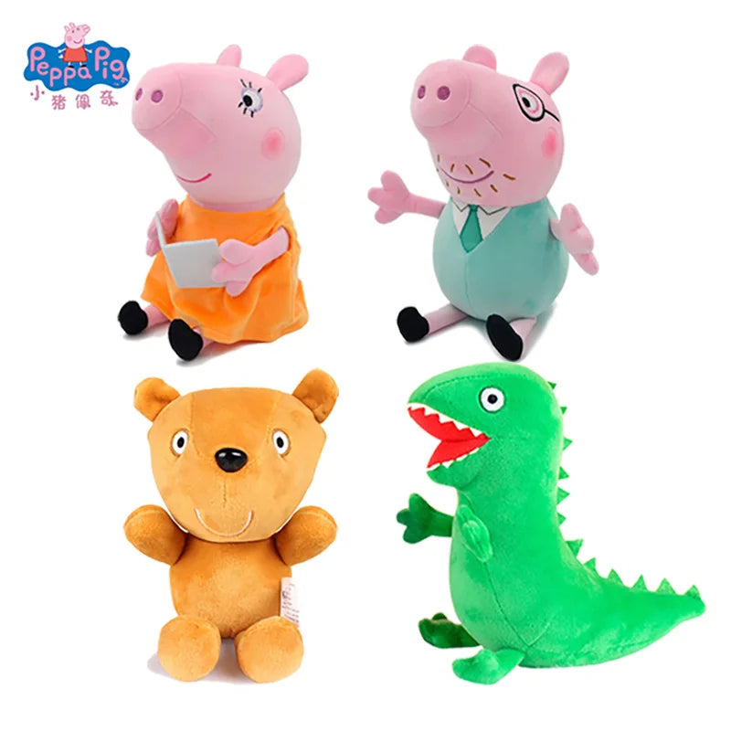 Bigger Peppa Pig George Dad Mom Cartoon Plush Stuffed Doll Gift Toy Pig Home Room Decoration Holiday Kids Birthday Toys Gifts