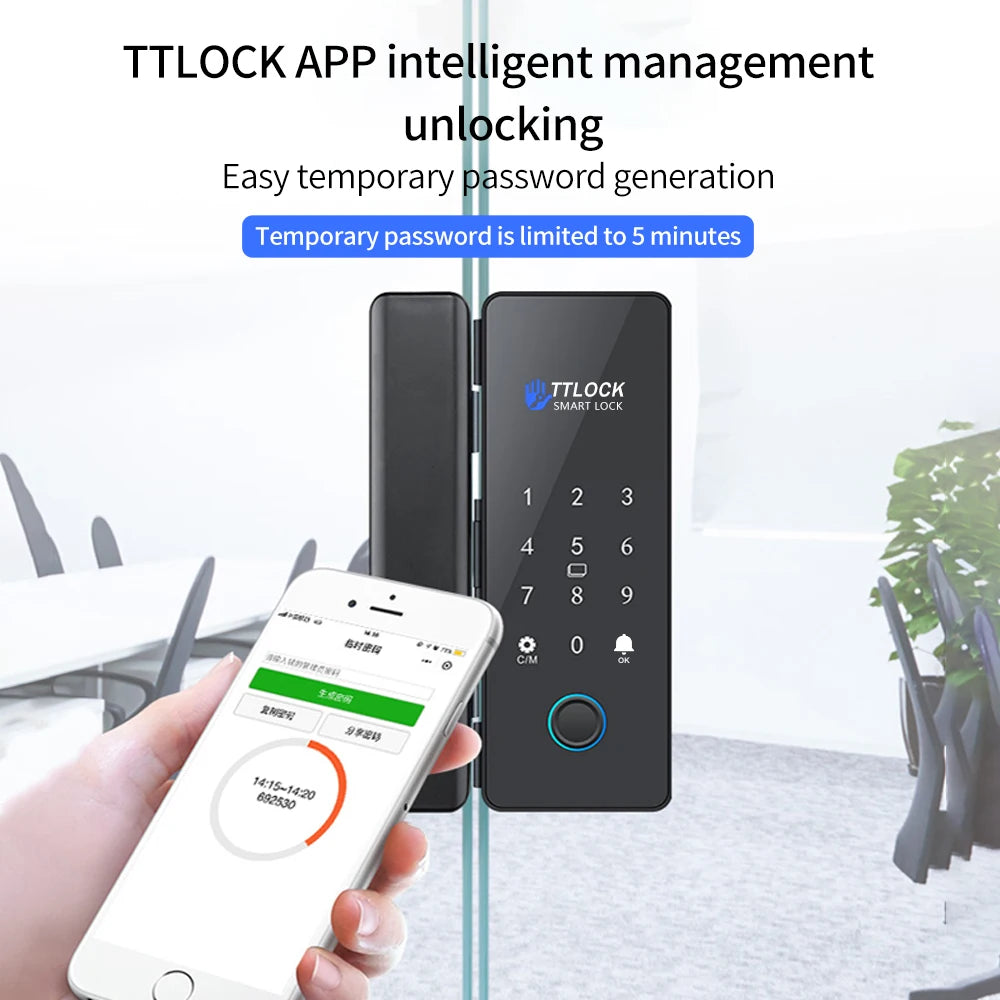 K190SJ-TTO TTLOCK APP Glass Door Lock &ndash; Biometric Access