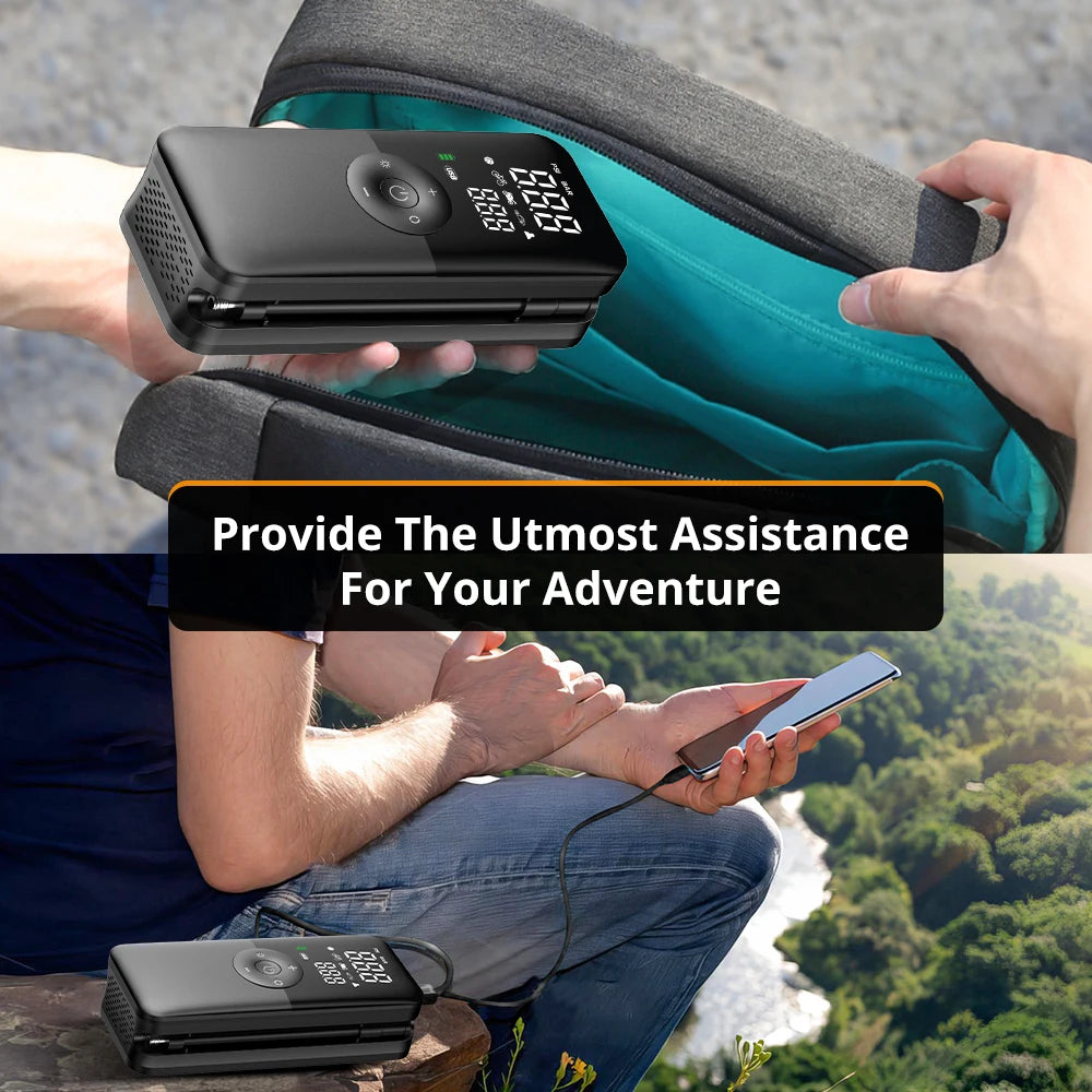 CARSUN Rechargeable Portable Tire Inflator &ndash; Digital Air Compressor for Car, Bicycle &amp; Sports Balls