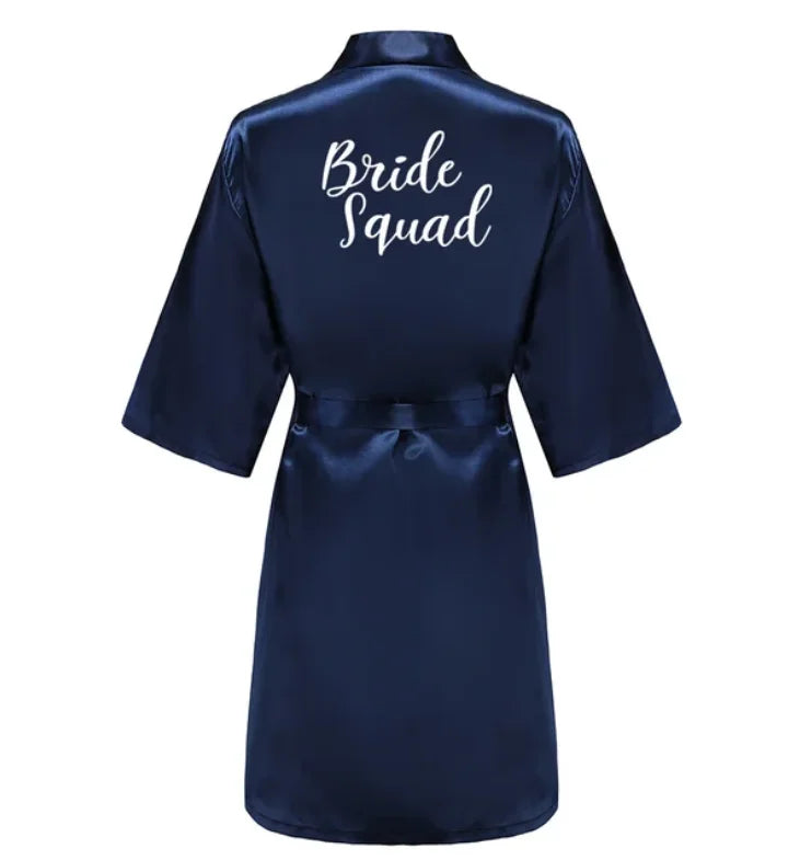 Elegant Navy Blue Satin Silk Robe for Women - Perfect for Weddings &amp; Special Occasions As the photo show / M