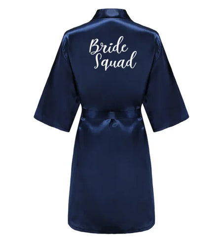 Elegant Navy Blue Satin Silk Robe for Women - Perfect for Weddings &amp; Special Occasions As the photo show / M