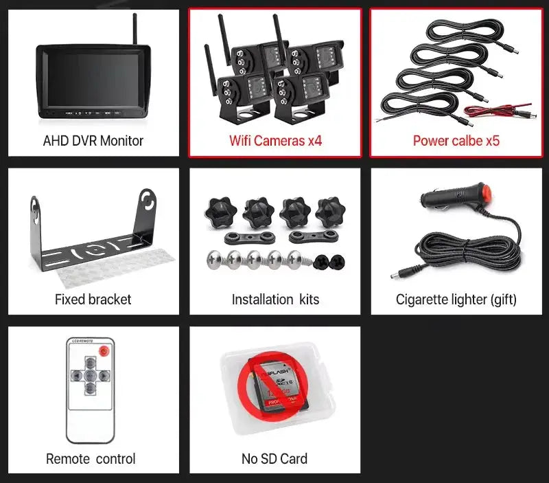 7 Inch AHD DVR Monitor Wireless Backup Camera With Night Vision For Trucks by InterCyprus Trading Ltd