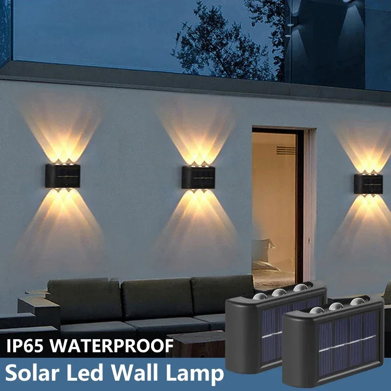 Waterproof Solar Wall Lamp with LED Lighting for Outdoor Decor
