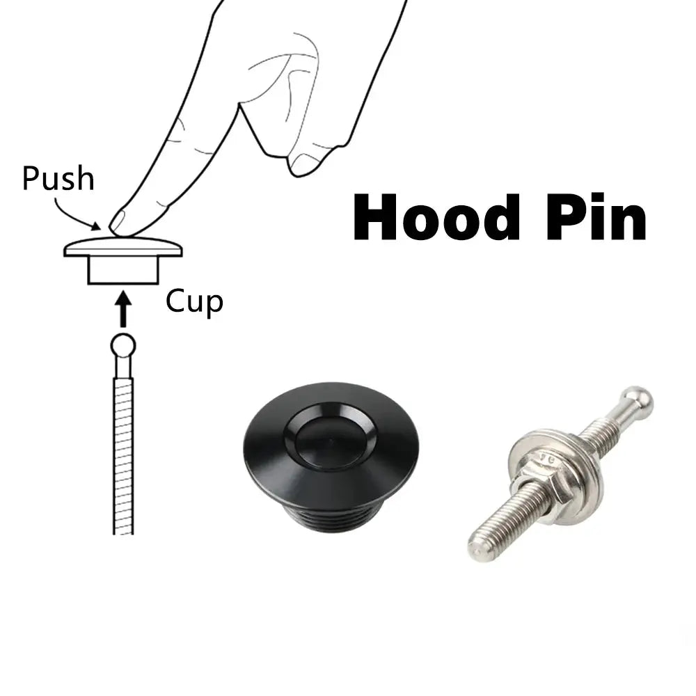 32mm 1Pc/4Pcs Push Button Hood Pins Lock Clip Kit Universal Engine Bonnet Lock Engine Car Quick Latch by InterCyprus Trading Ltd