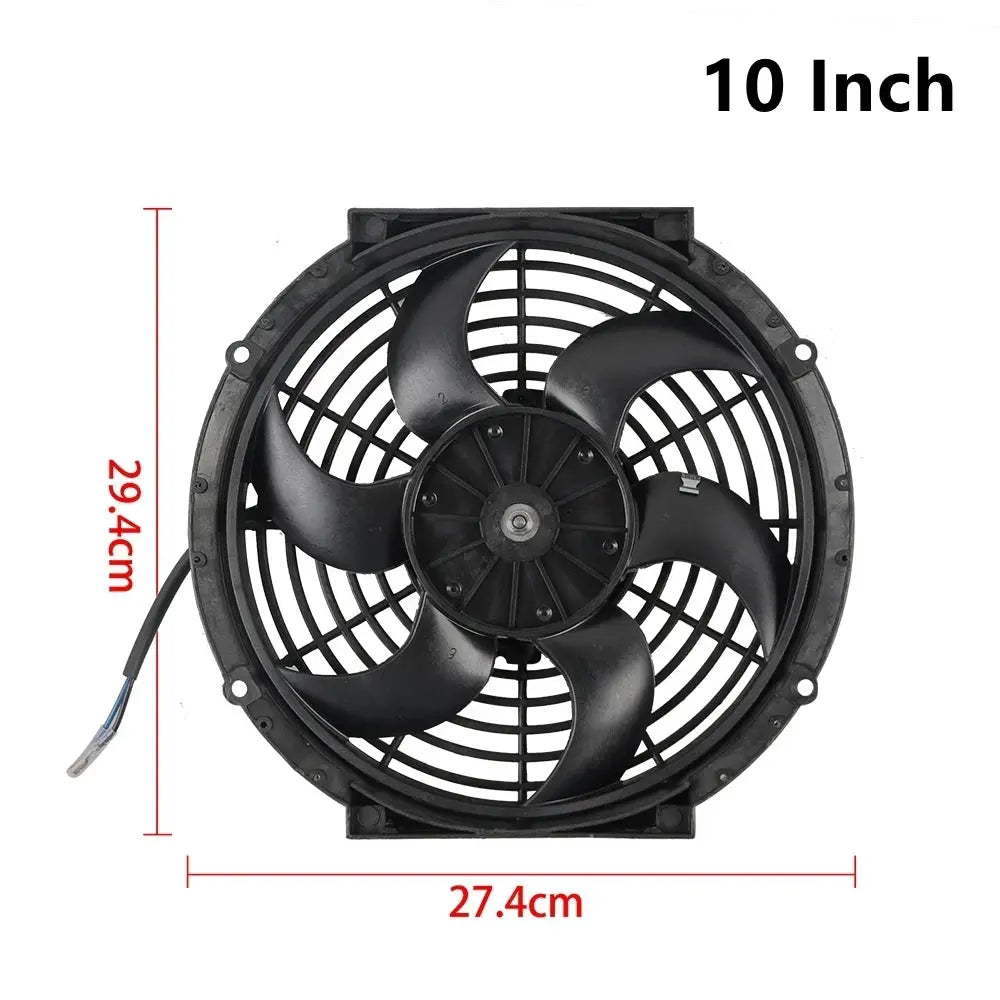 Universal 8 Row Aluminum Transmission Radiator Oil Cooling / 10 Inch 12V Car Air Conditioning Electronic Slim Fan Cool Kit by InterCyprus Trading Ltd