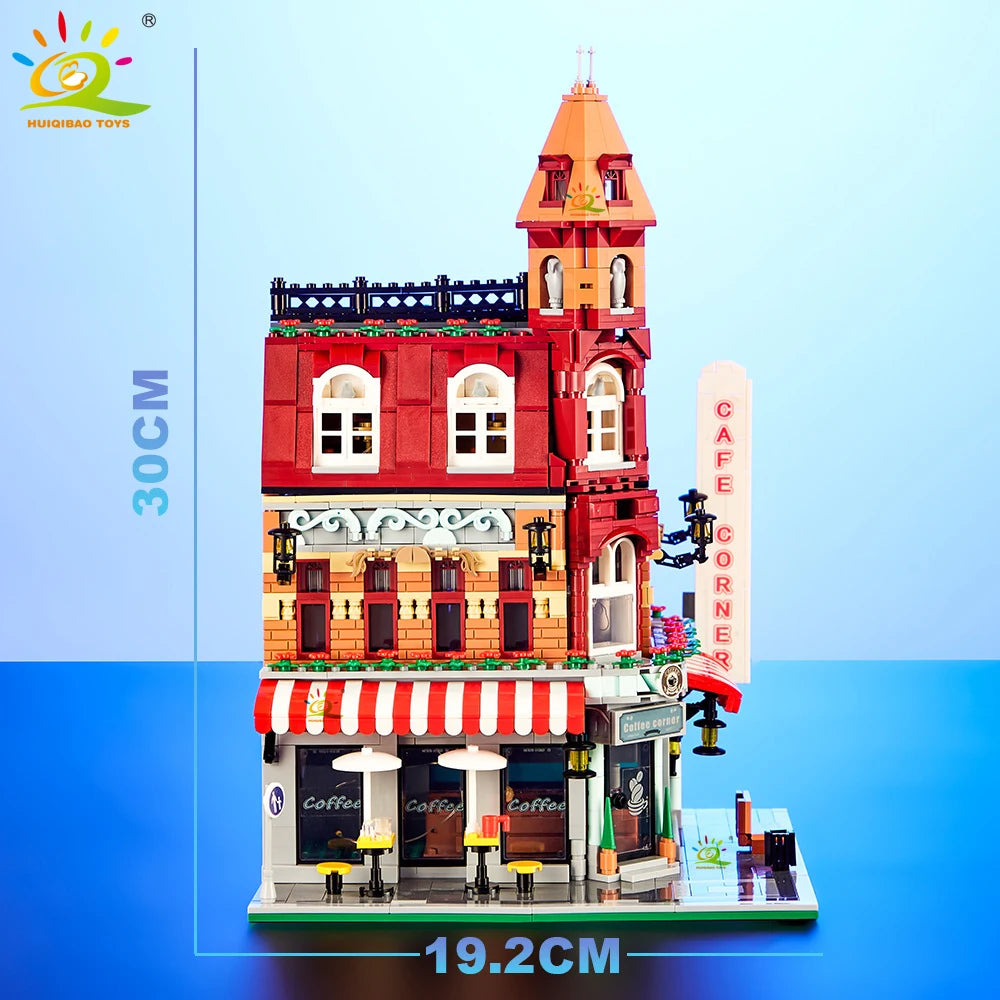HUIQIBAO MOC City Corner Coffee Shop Blocks &ndash; Fun Build
