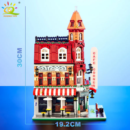HUIQIBAO MOC City Corner Coffee Shop Blocks &ndash; Fun Build