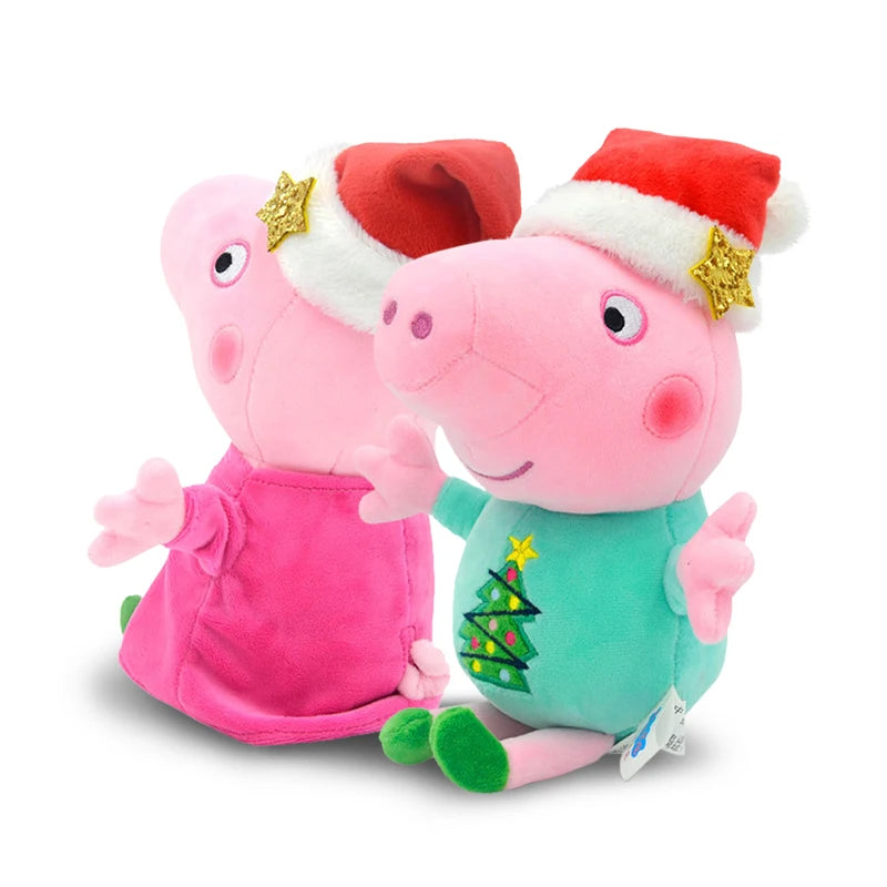 30CM Peppa Pig Christmas Dress-up Plush Dolls Anime Figure Peggy George Soft Stuffed With PP Cotton Kids Christmas Toys Gifts