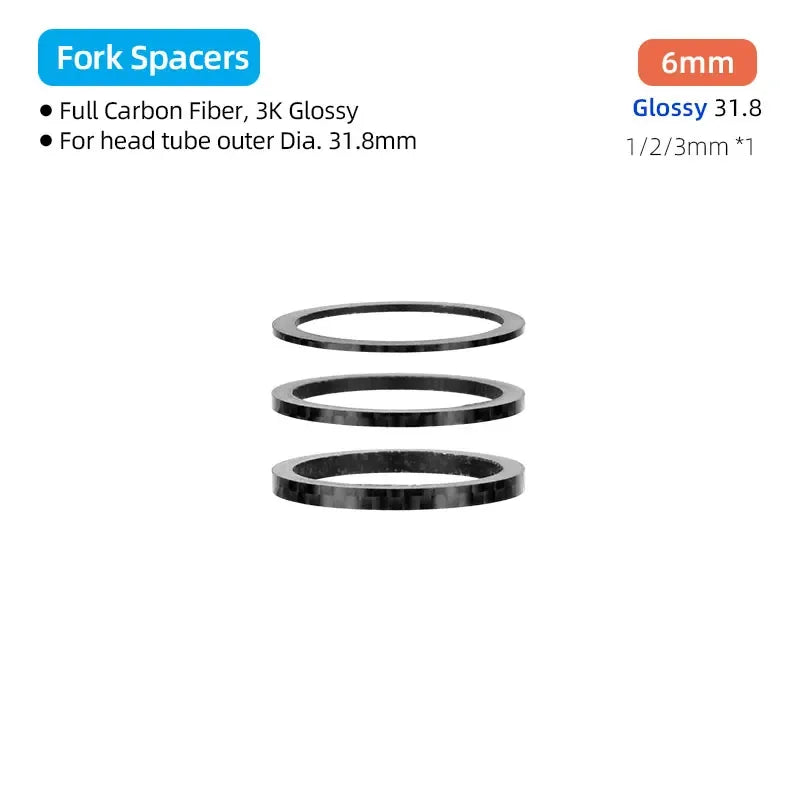 DEEMOUNT Carbon Spacers &ndash; Lightweight and Durable Handlebar Rise Adjusters G31.8 H6mm P3 / CHINA