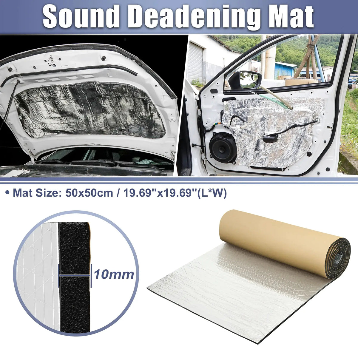 Uxcell 203cmx100cm Car Firewall Heat Sound Deadener Insulation Mat Aluminium Coating Cotton Self-adhesive Noise Insulation 5mm by InterCyprus Trading Ltd