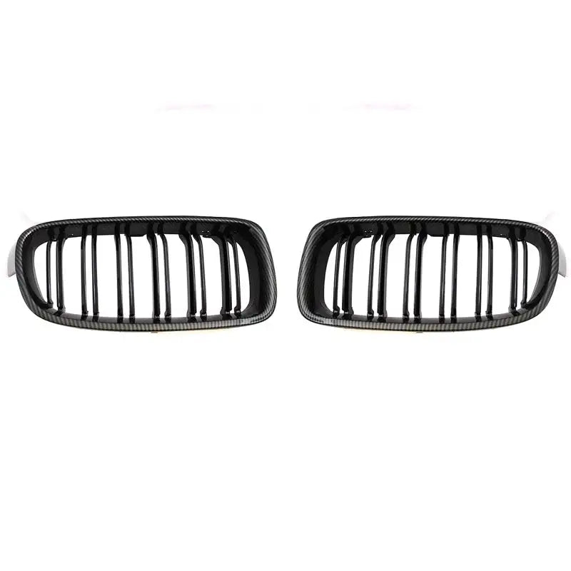 ABS Front Kidney Grille Dual Slat For BMW F30 F31 F35 Double Line Carbon