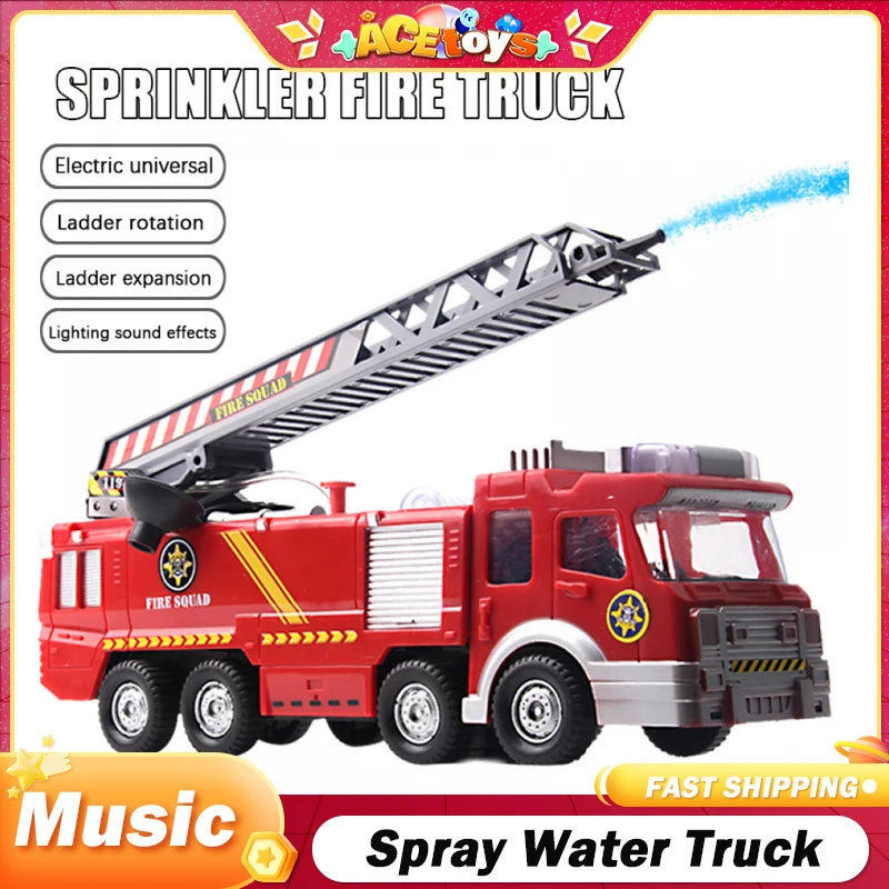 Kmoist Firetruck Water Spray Toy with Music and Lights