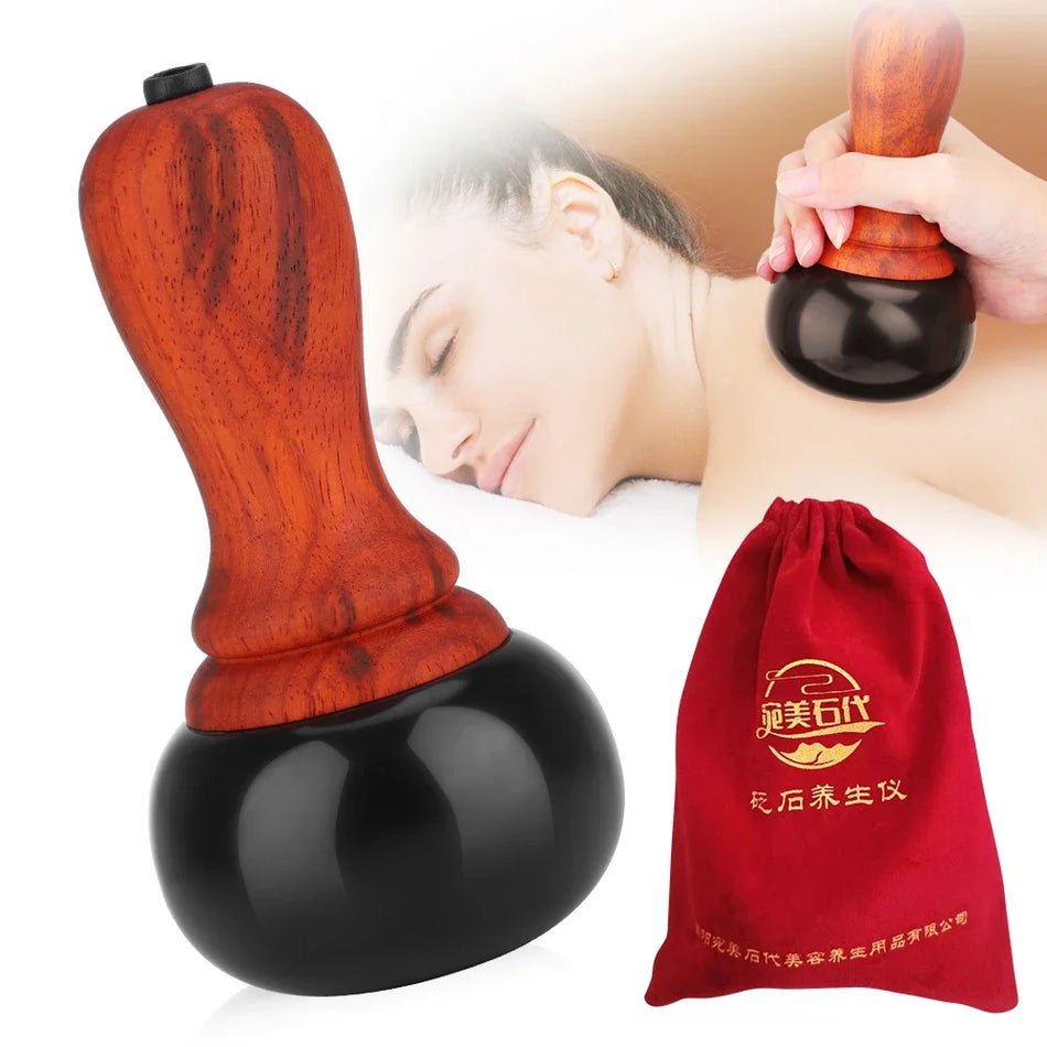 Hot Stone Elektrisk Gua Sha Massager Med Naturlig Biansten
