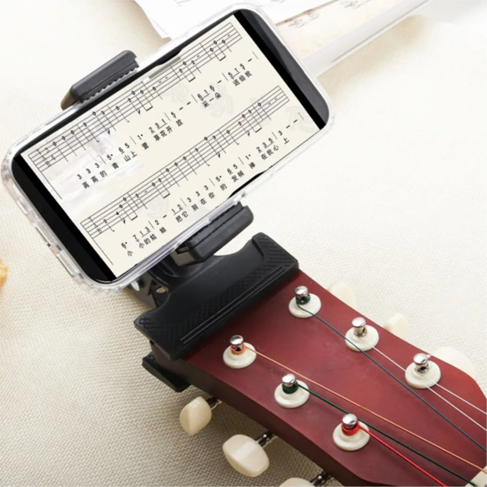 Clip-On Guitar Headphone Holder Mount, 360° Rotation for Live Video Recording