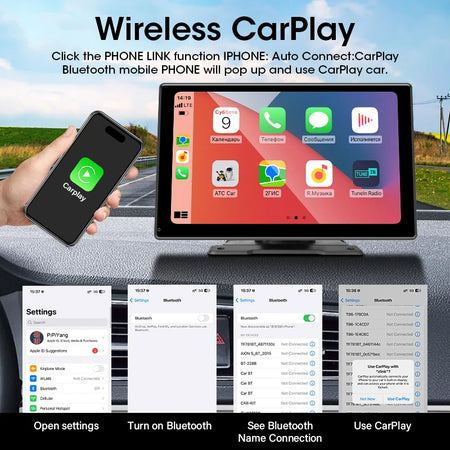 JMCQ 10 Inch CarPlay Screen &ndash; Wireless CarPlay Android Auto