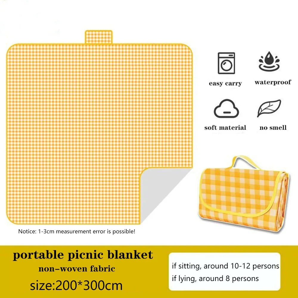 Foldable Picnic Mat &ndash; Moisture-Proof and Waterproof Design yellow-200x300cm
