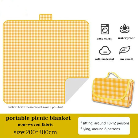 Foldable Picnic Mat &ndash; Moisture-Proof and Waterproof Design yellow-200x300cm