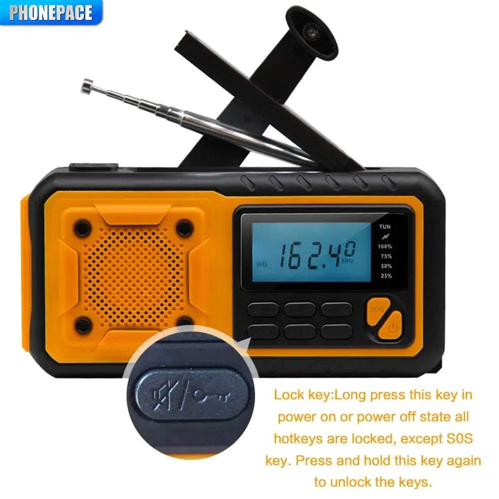 Portable Solar Power Radio with Built-in Speaker, Flashlight &amp; SOS Alarm