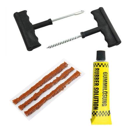 Car Tire Repair Tool Kit - Tubeless Tyre Puncture Plug Set for Motorcycles &amp; Trucks 1 Set