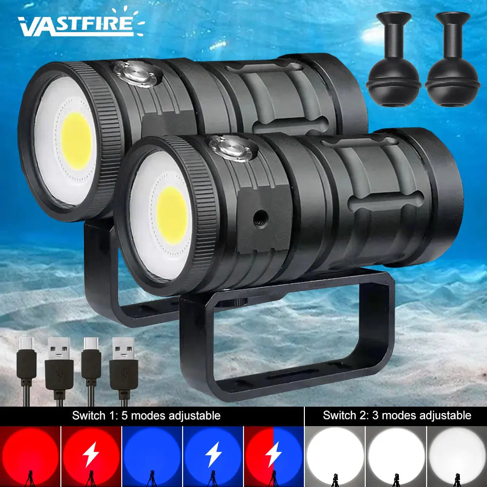 VASTFIRE Professional LED Diving Flashlight &ndash; 18000 Lumens Waterproof Illumination
