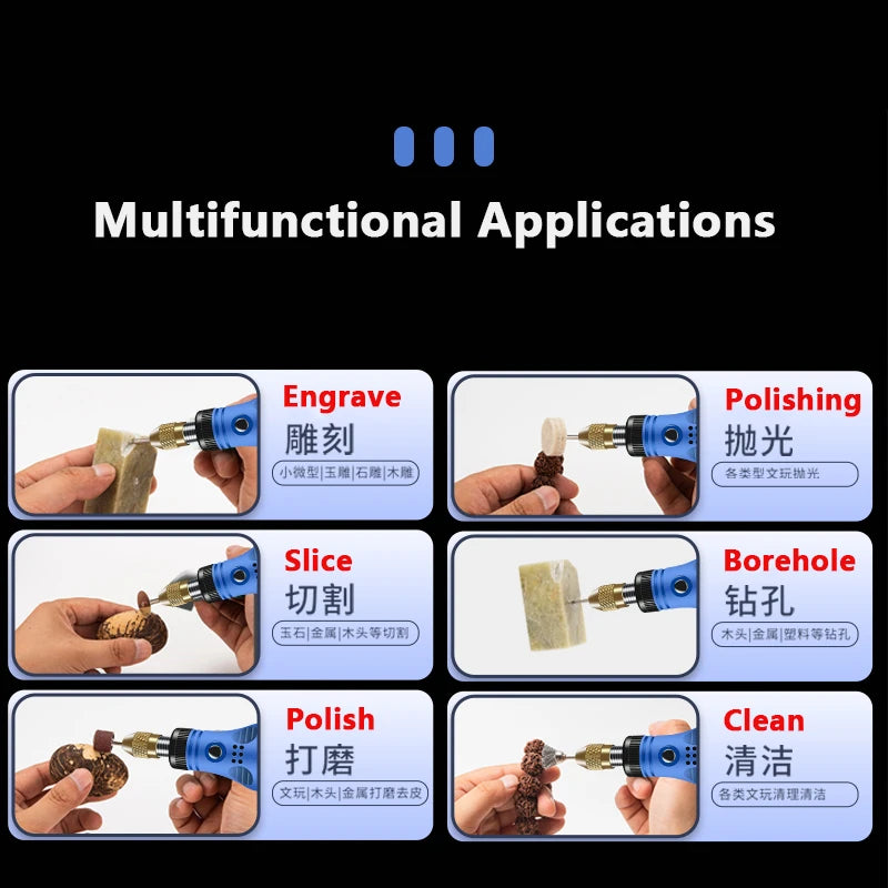 Mini Wireless Rotary Tool Kit - USB Rechargeable Engraving and Polishing Pen