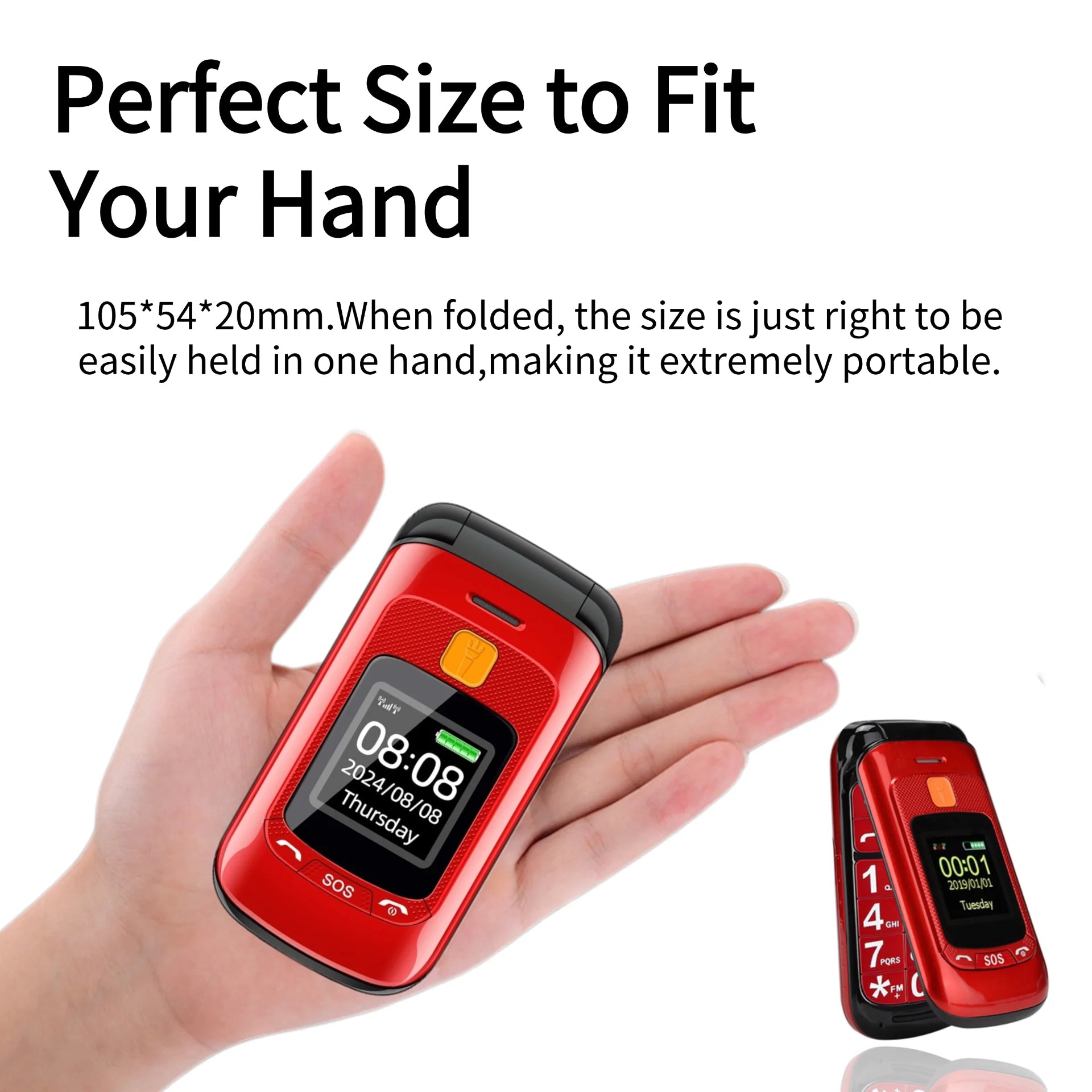 Senior Flip Dual Display Phone For Elderly &ndash; Large Keys