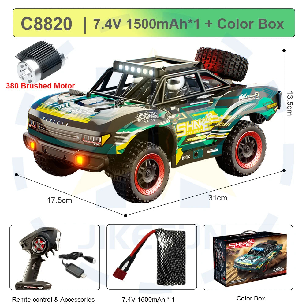 C8820 1/18 RC Car &ndash; High Speed 31kmh 4WD Off Road Terrain Brushed Color GR