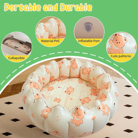 Baby PVC Inflatable Pool - Portable Toddler Pool Outdoor Play