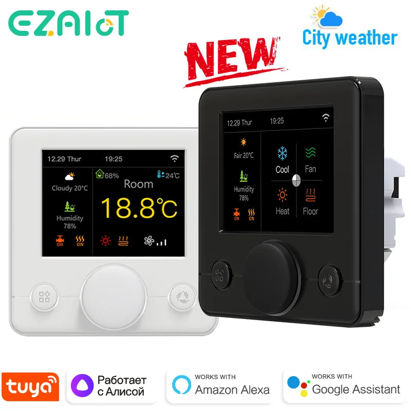 IPS Screen Smart Thermostat &ndash; WiFi Control And Voice Assist