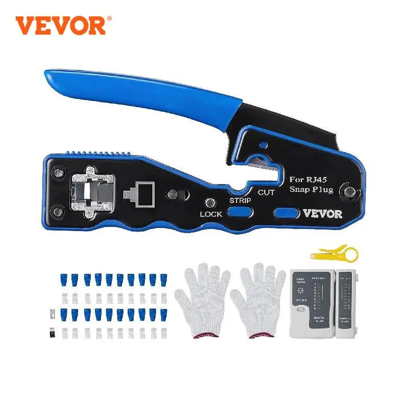 VEVOR Strumento di Crimpatura Ethernet RJ45 Cat5e Cat6a con Stripper