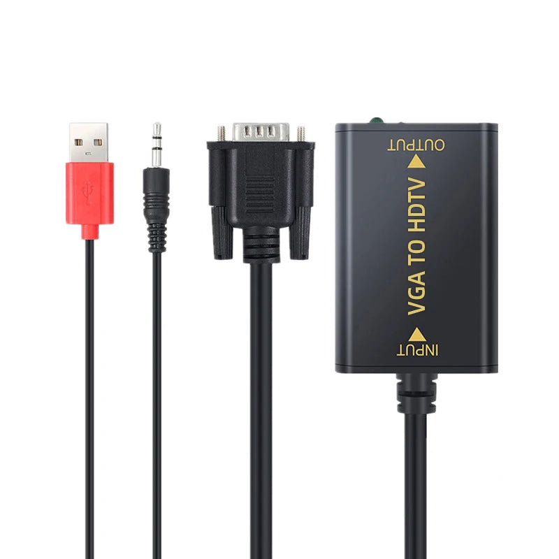 Portable VGA to HDMI-Compatible Converter with 1080P HD Output VGA TO HDTV Cable