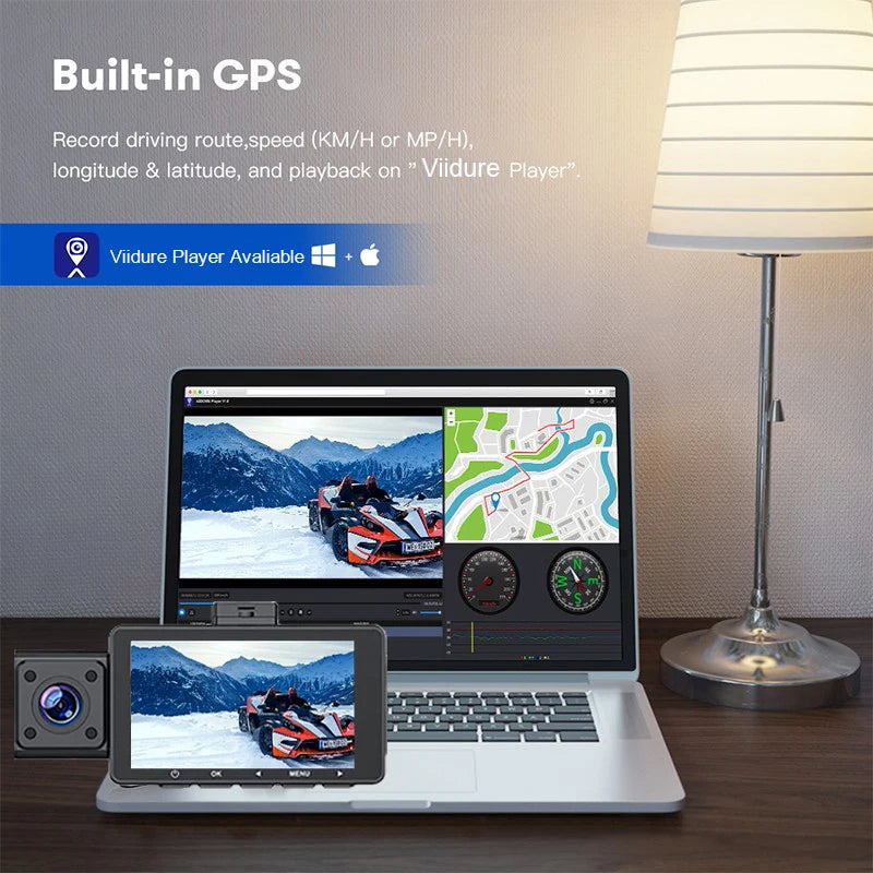 3 Channel Dash Cam &ndash; 2K Front and Rear Dual Lens with GPS WiFi and Night Vision