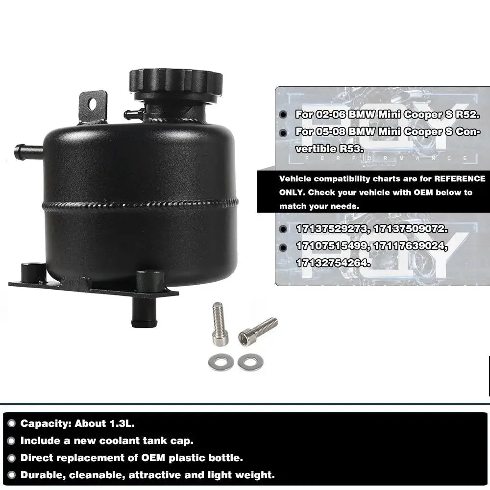 Coolant Header Expansion Overflow Water Tank Cap Reservoir Can Car Accessories For 02-08 BMW Mini Cooper S R52 R53 by InterCyprus Trading Ltd