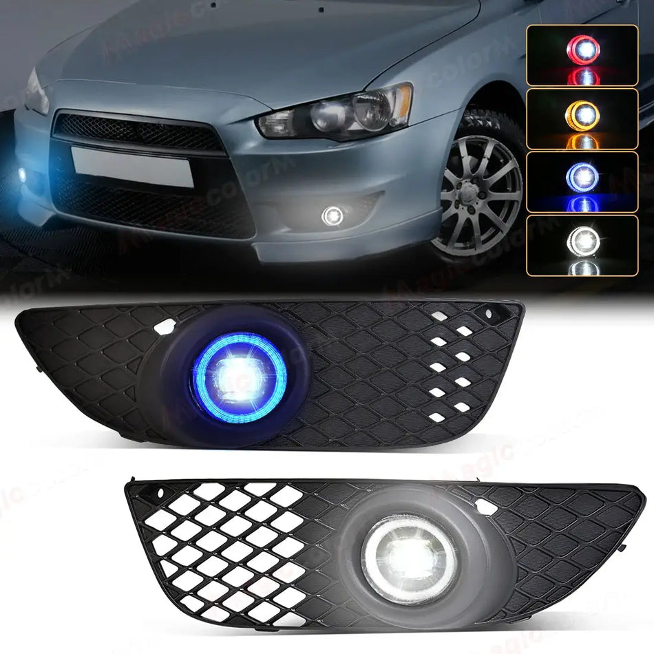 LED Fog Lamps Angel Eyes Rings For Mitsubishi Lancer 2008 2009 2010 2011 2012 2013 DRL Daytime Running Lights Front Daylights by InterCyprus Trading Ltd