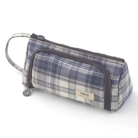 Multi-Layer Plaid Pencil Case - Ideal for Organisation &amp; Style Blue Grey