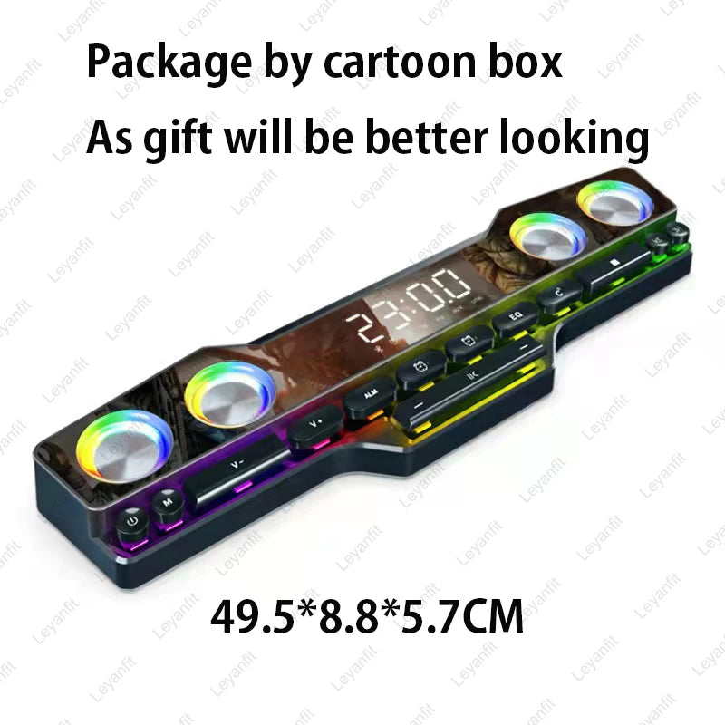 RGB TV Bluetooth Wireless Sound Bar 16W Bluetooth Speaker 5.0 Computer 4D Stereo Subwoofer AUX PC Home Clock Indoor Sound Bar Black / Speaker