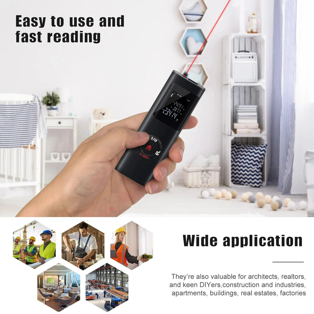 40M/60M Mini Smart Laser Distance Meter &ndash; USB Rechargeable