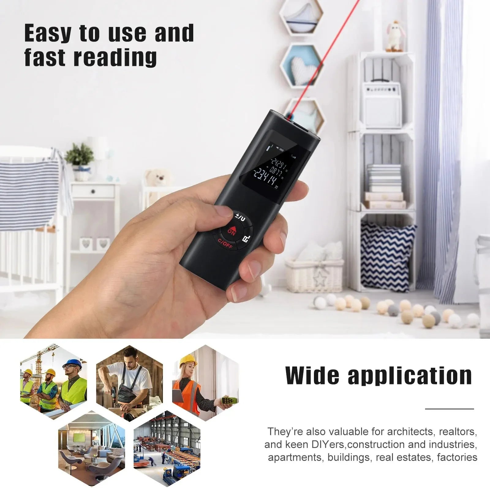 40M/60M Mini Smart Laser Distance Meter &ndash; USB Rechargeable