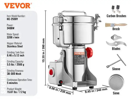 Electric Grain Mill Grinder 150 To 2500g For Spices 2500g 3600w swing / france