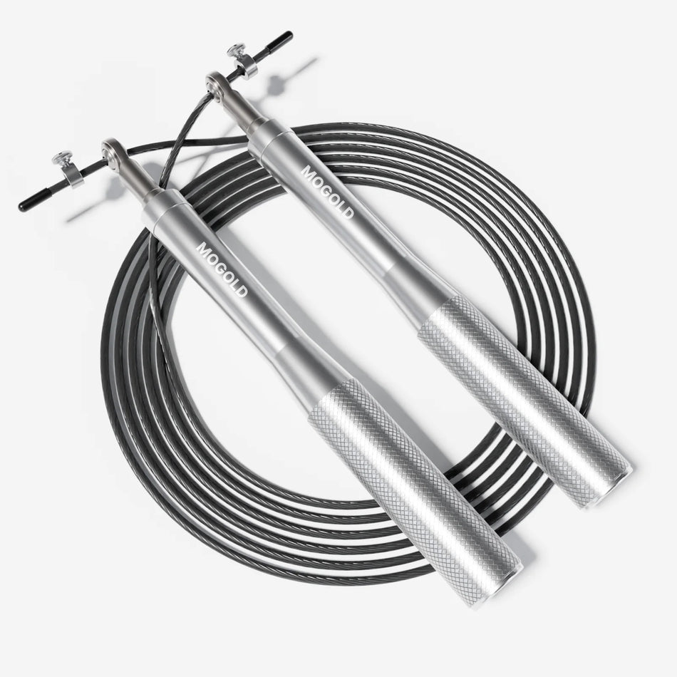 Sfoară de sărit profesională din oțel cu mânere din aluminiu și rulmenți
