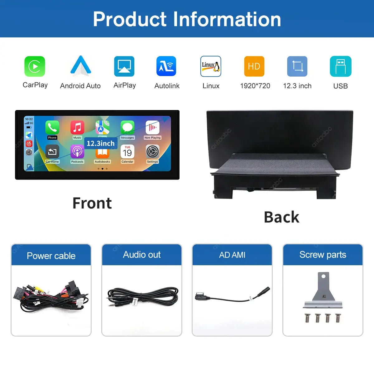 12.3'' Ultra-thin Multimedia touchScreen Wireless Carplay Android Auto For Audi A1 2012-2018 With Mirror Link Airplay Function by InterCyprus Trading Ltd